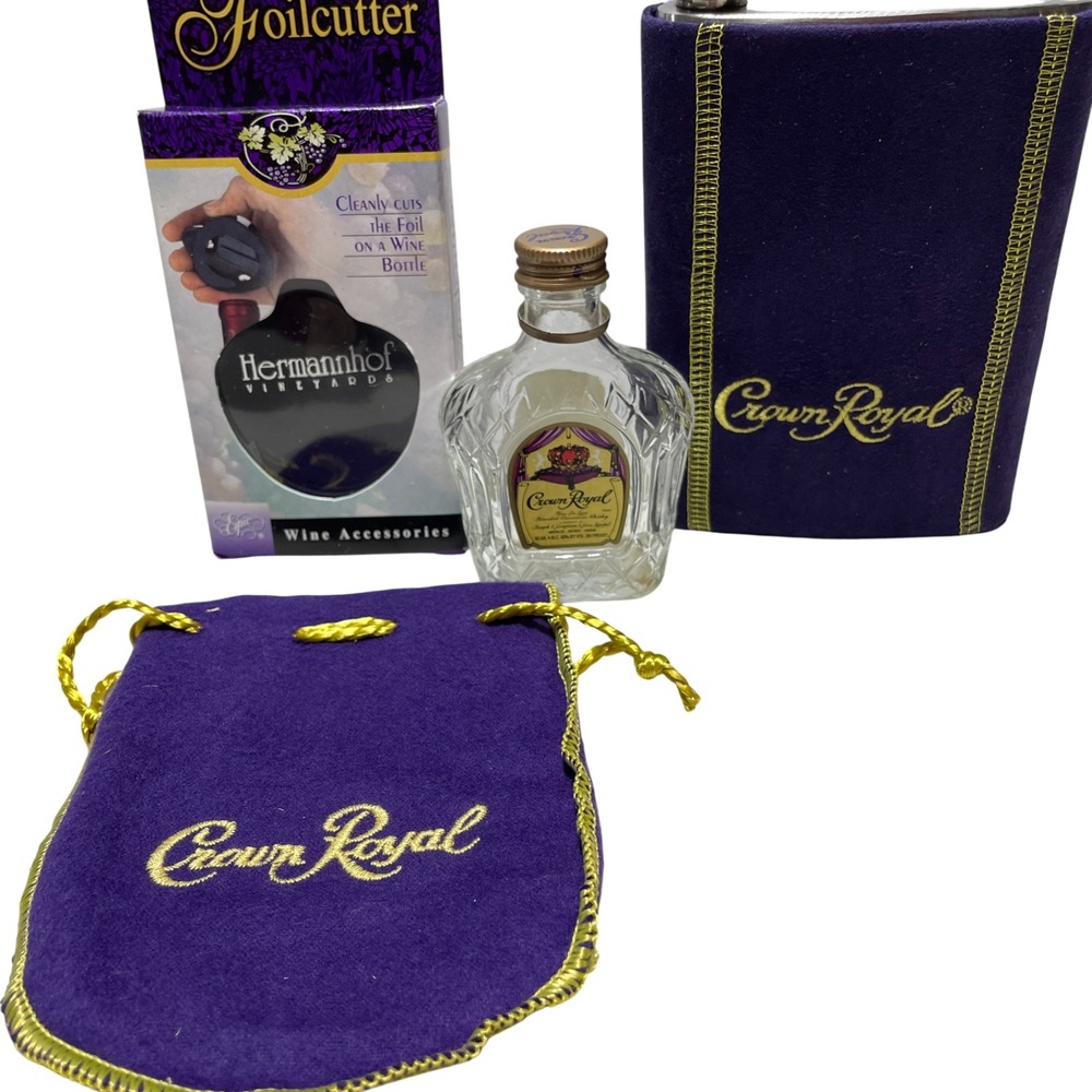 Crown Royal Lot,‎ Empty Bottle, Label from 2003 Flask Foil Cutter